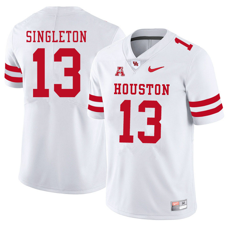 Men #13 Jeremy Singleton Houston Cougars College Football Jerseys Sale-White - Click Image to Close